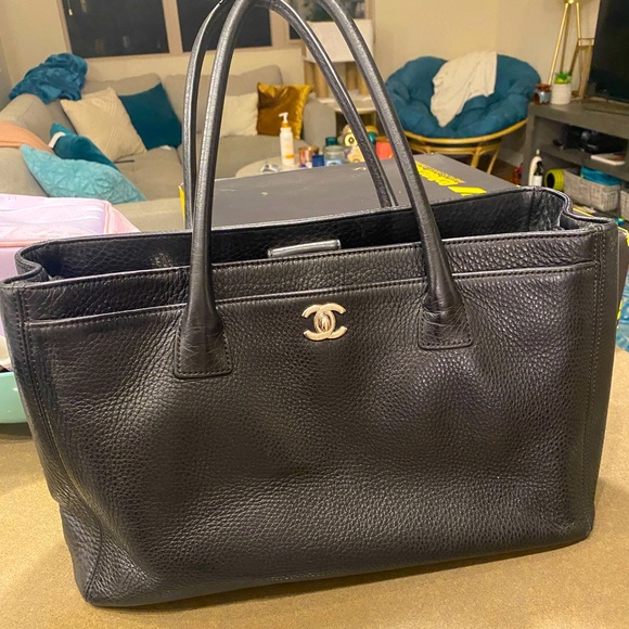 Authentic Chanel Black Leather Tote Purse